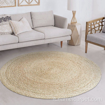 Floormat di tappeti rotondi intrecciati di cocco naturale.